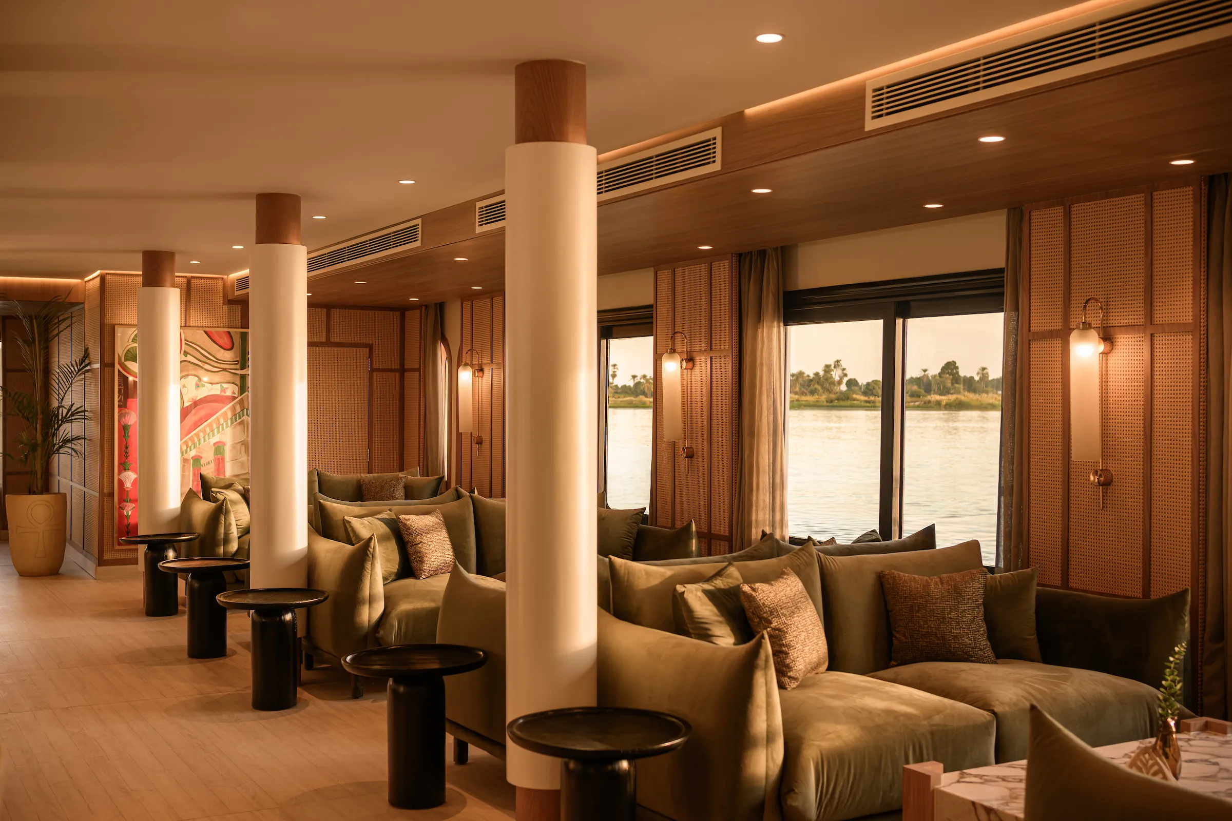 Lounge aboard the Le Fayan Suites Nile Cruise Nile cruise
